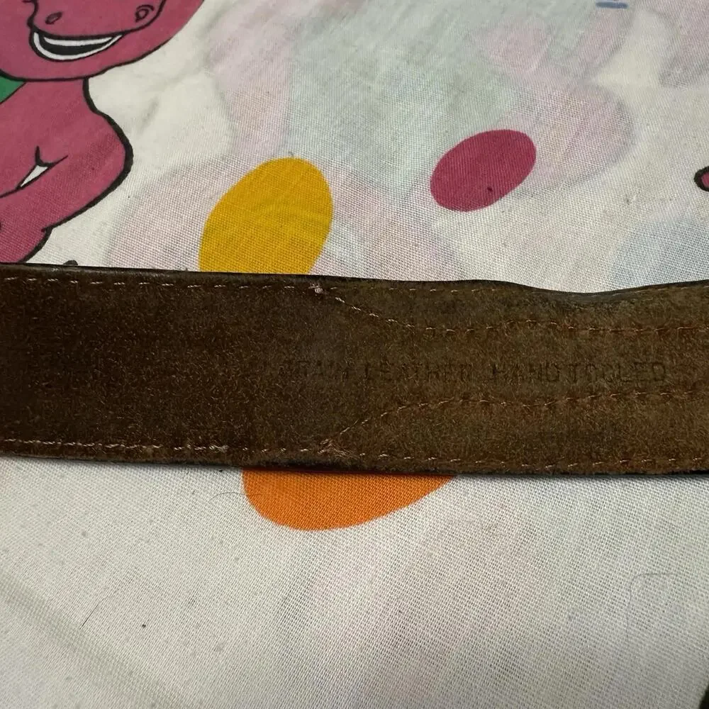 Vintage Roper Hand Tooled Top Grain Leather Belt W/ Diamond Design Size 34/38‎